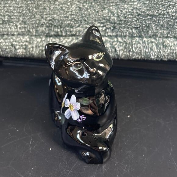 Fenton Lennox Black “Perky Cat” Hand Painted Signed by Artist - Picture 3 of 11